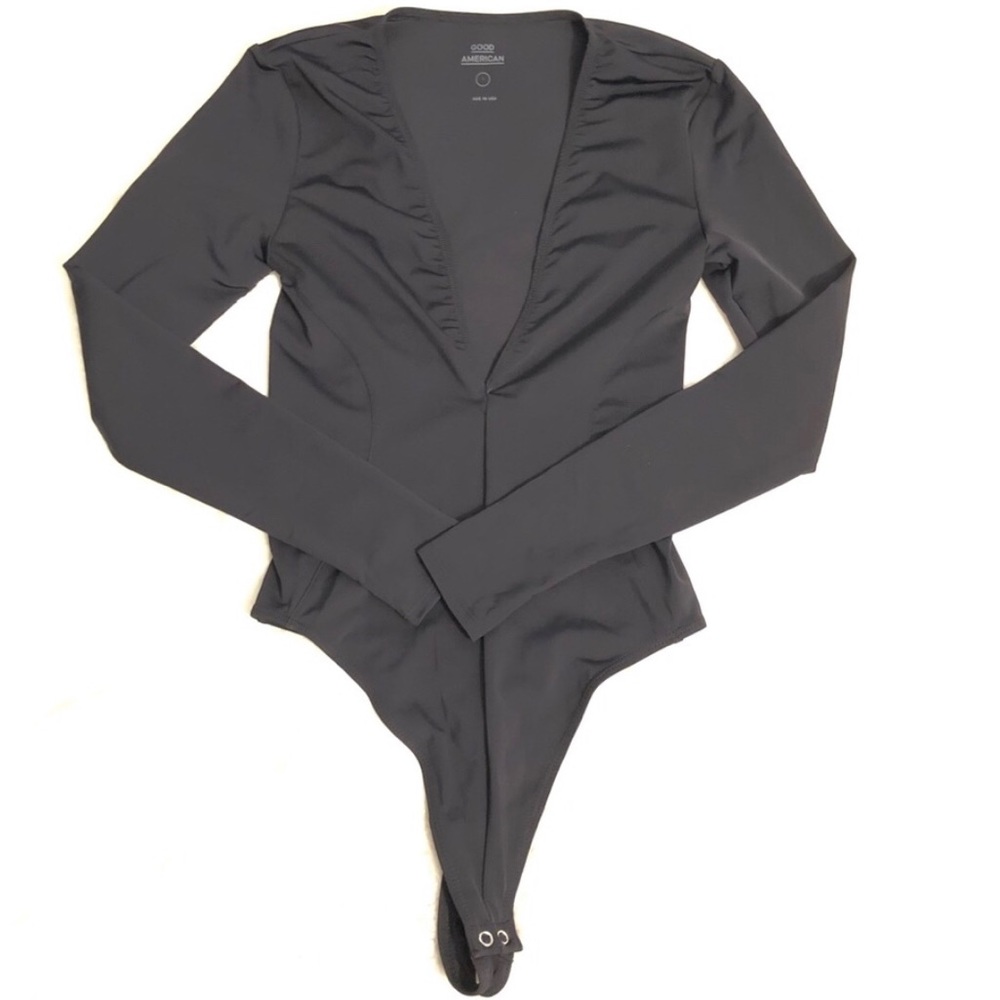 Good American Long Sleeve, V neck Body suit